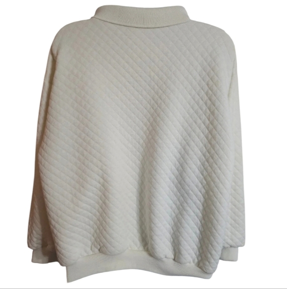 Vintage Jantzen Quilted Snowman Sweater Large White 80s Winter Holiday Pullover - Picture 3 of 9